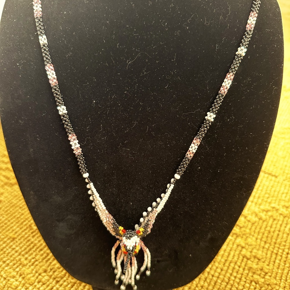 Unique hummingbird seed bead necklace
